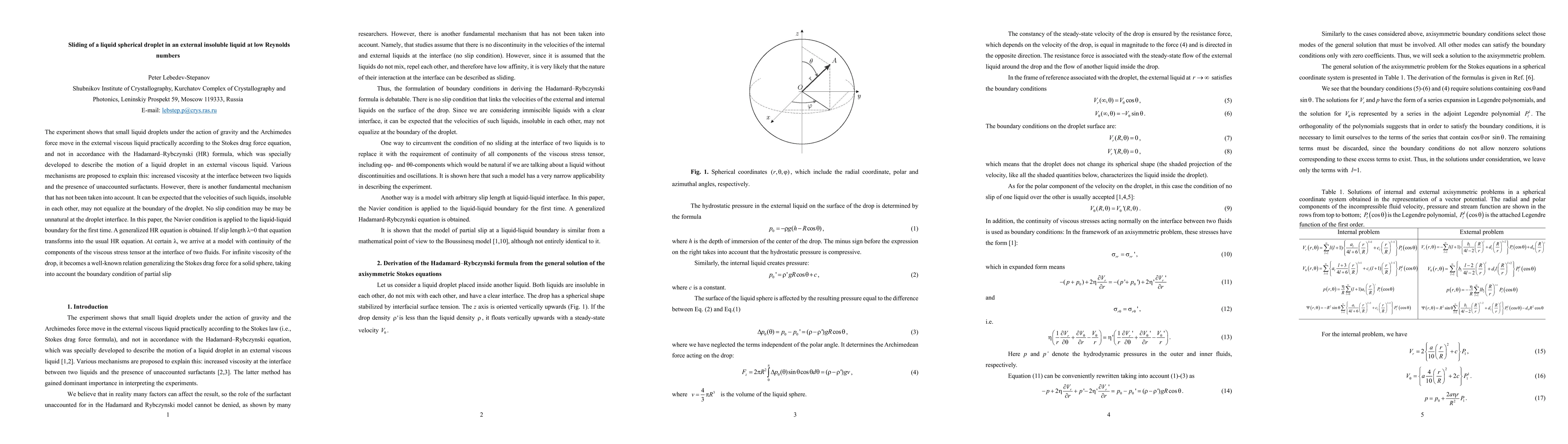 Thumbnail for Sliding of a liquid spherical droplet in an external insoluble liquid at
  low Reynolds numbers