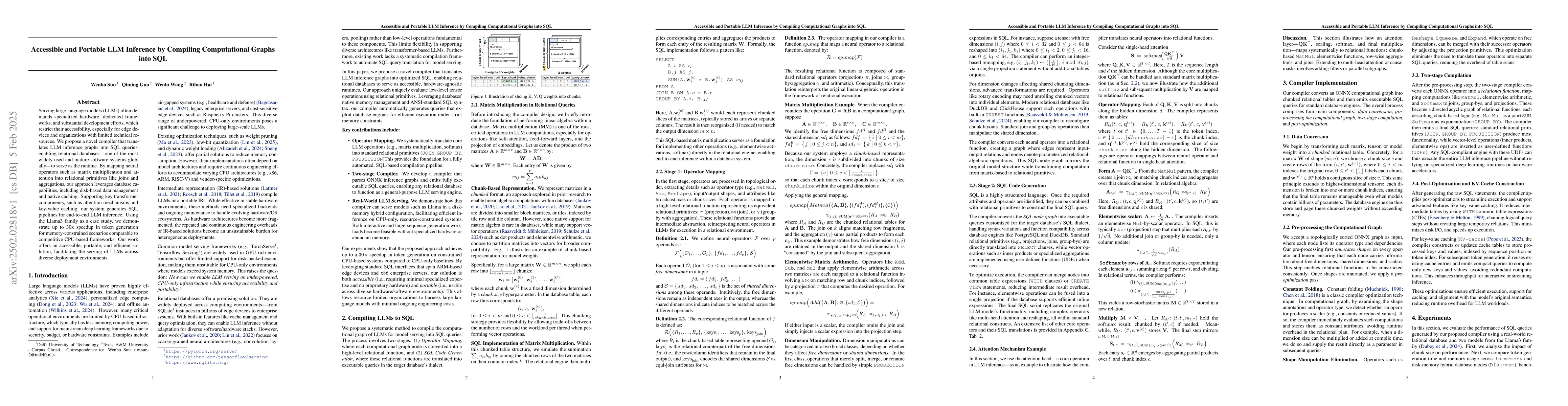 Thumbnail for Accessible and Portable LLM Inference by Compiling Computational Graphs
  into SQL