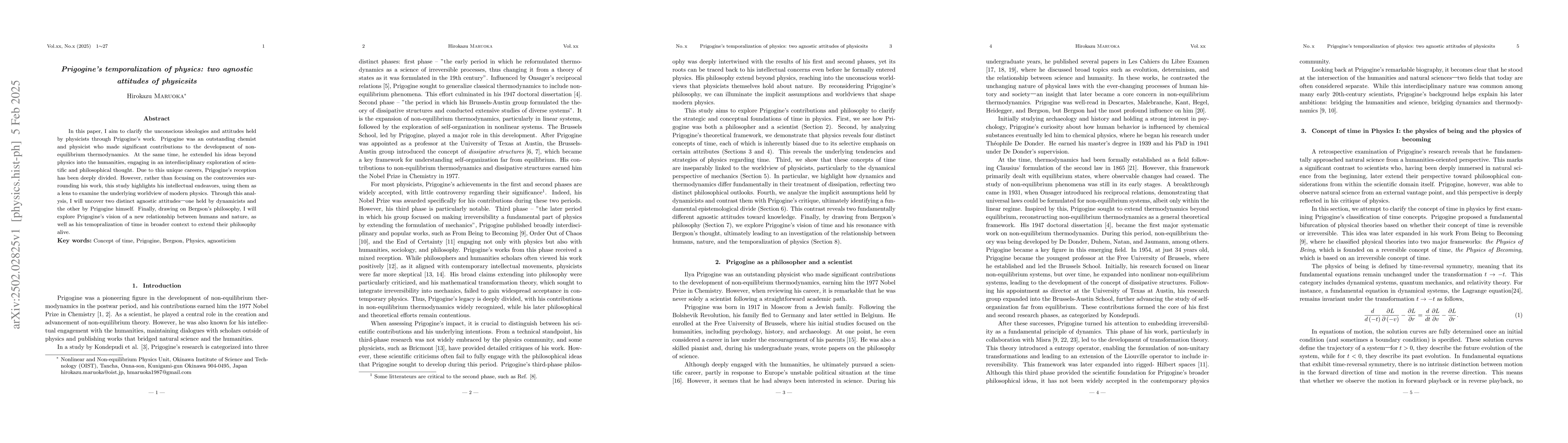 Thumbnail for Prigogine's temporalization of physics: two agnostic attitudes of
  physicsits