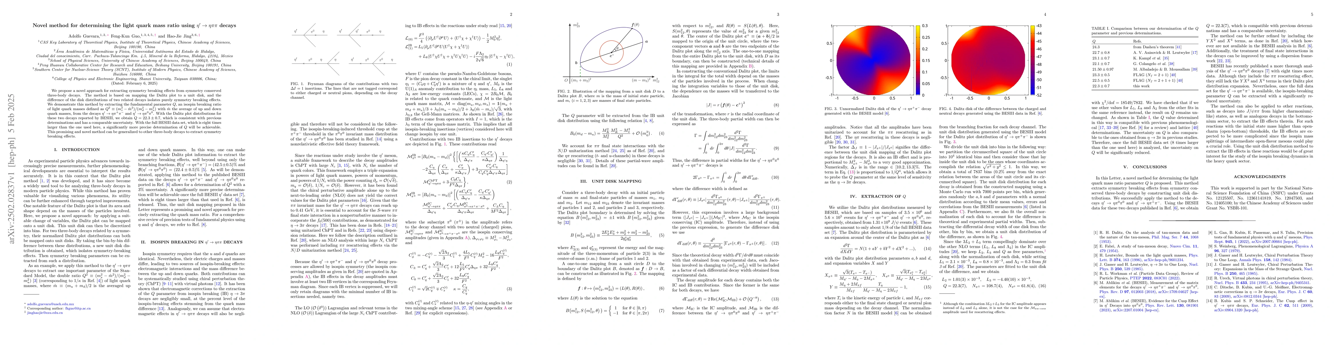 Thumbnail for Novel method for determining the light quark mass ratio using
  $η'\toηππ$ decays