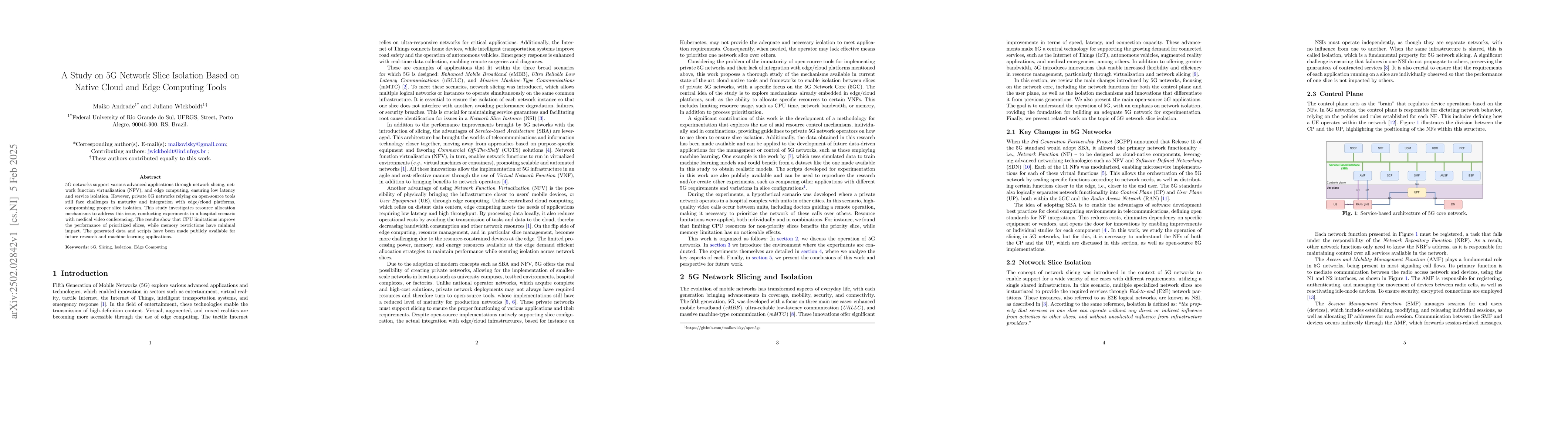 Thumbnail for A Study on 5G Network Slice Isolation Based on Native Cloud and Edge
  Computing Tools