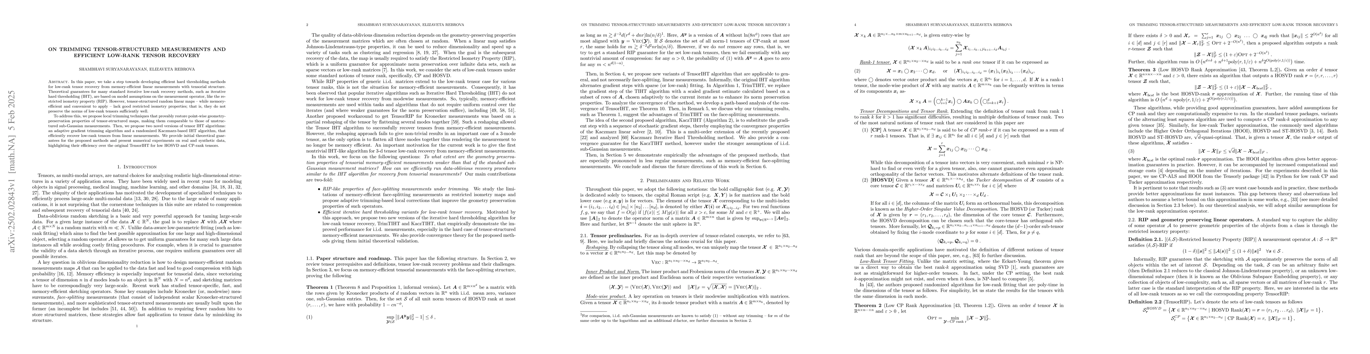 Thumbnail for On Trimming Tensor-structured Measurements and Efficient Low-rank Tensor
  Recovery