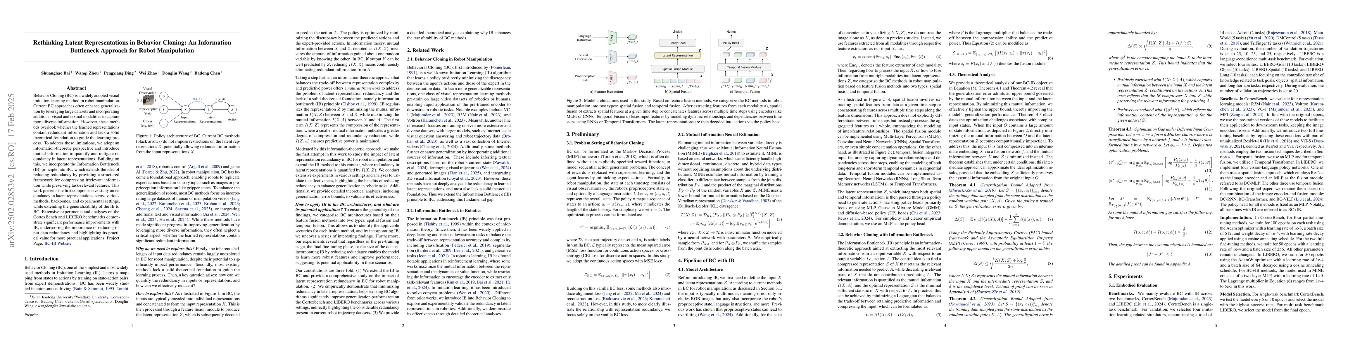 Thumbnail for Rethinking Latent Representations in Behavior Cloning: An Information
  Bottleneck Approach for Robot Manipulation
