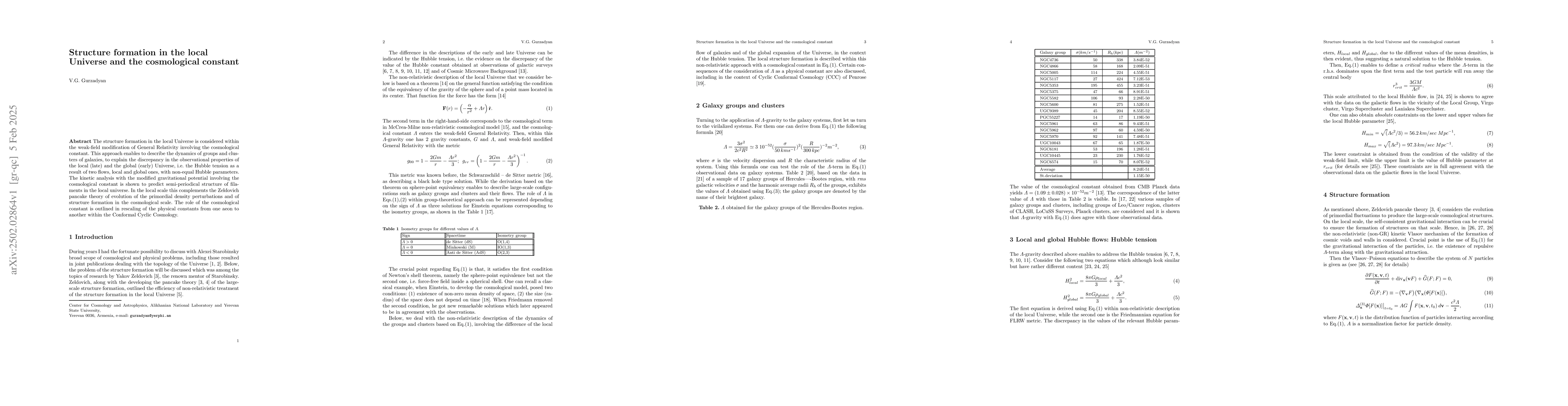 Thumbnail for Structure formation in the local Universe and the cosmological constant