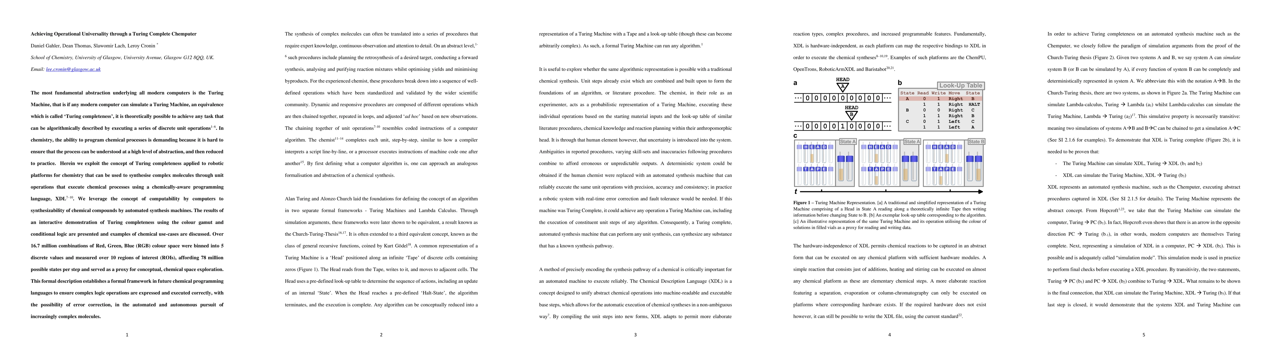 Thumbnail for Achieving Operational Universality through a Turing Complete Chemputer