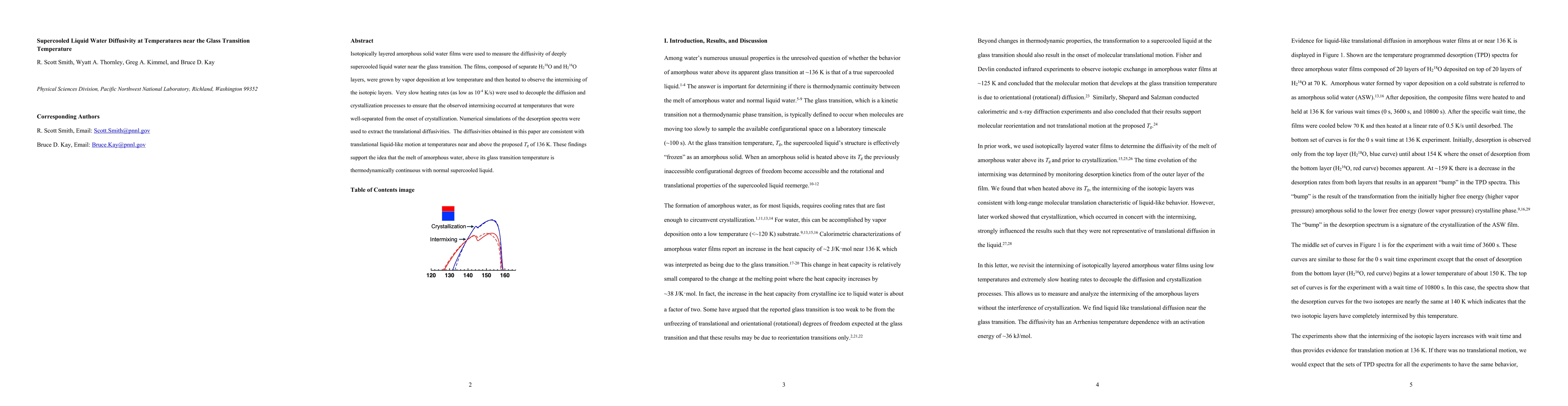 Thumbnail for Supercooled Liquid Water Diffusivity at Temperatures near the Glass
  Transition Temperature