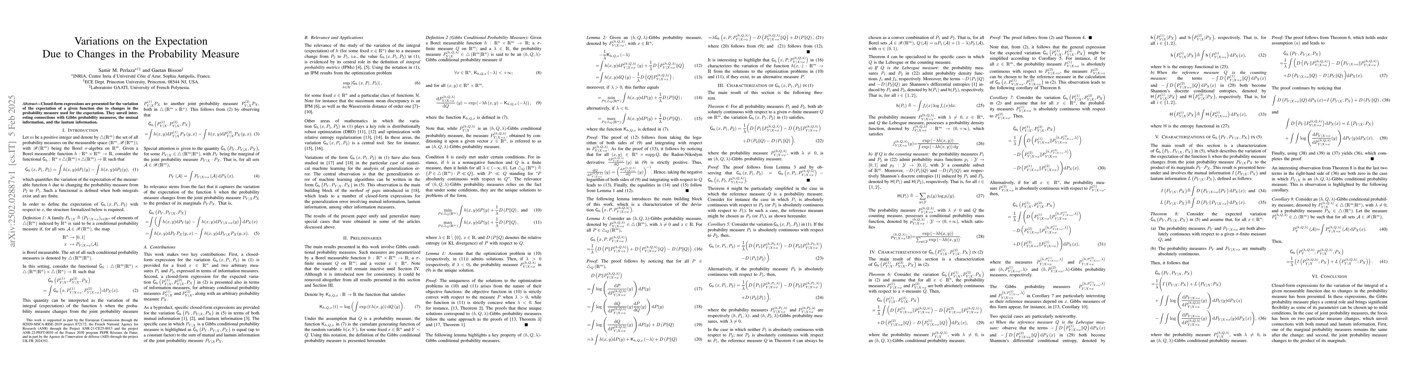 Thumbnail for Variations on the Expectation Due to Changes in the Probability Measure