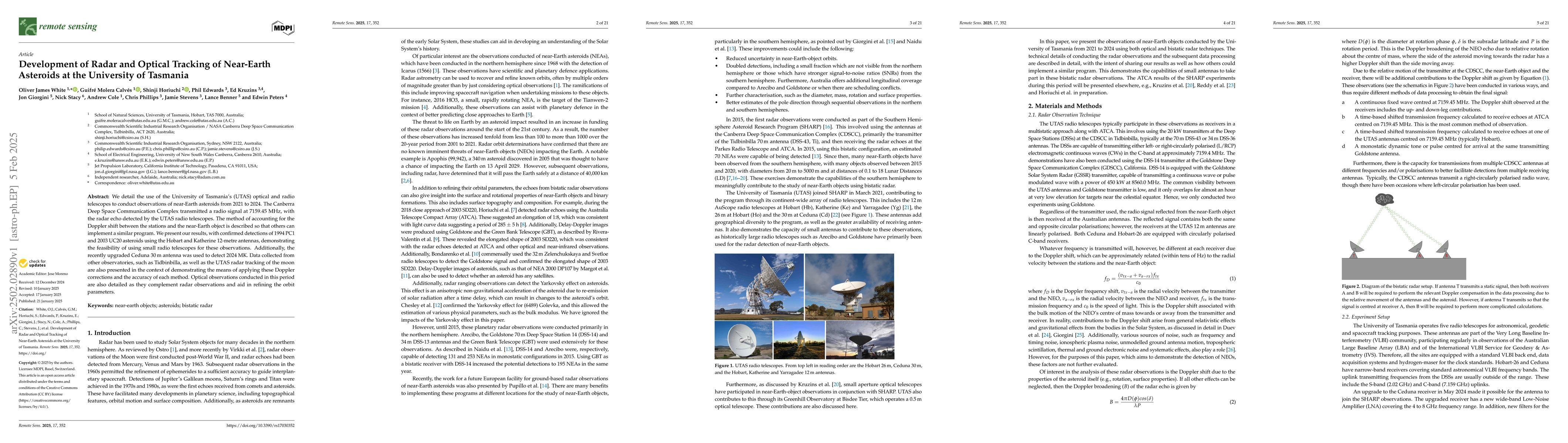 Thumbnail for Development of Radar and Optical Tracking of Near-Earth Asteroids at the
  University of Tasmania