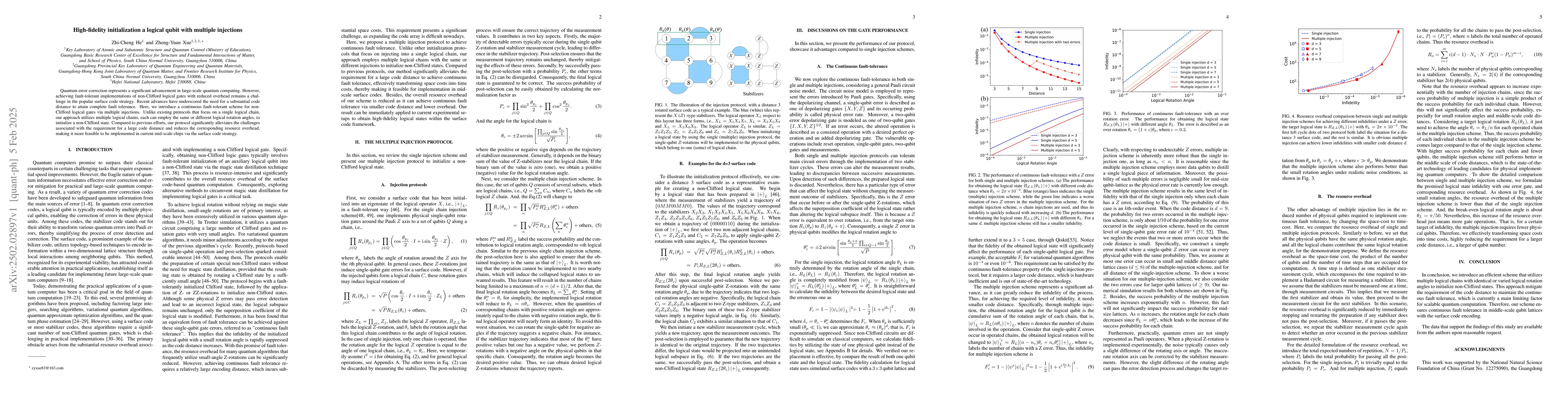 Thumbnail for High-fidelity initialization a logical qubit with multiple injections