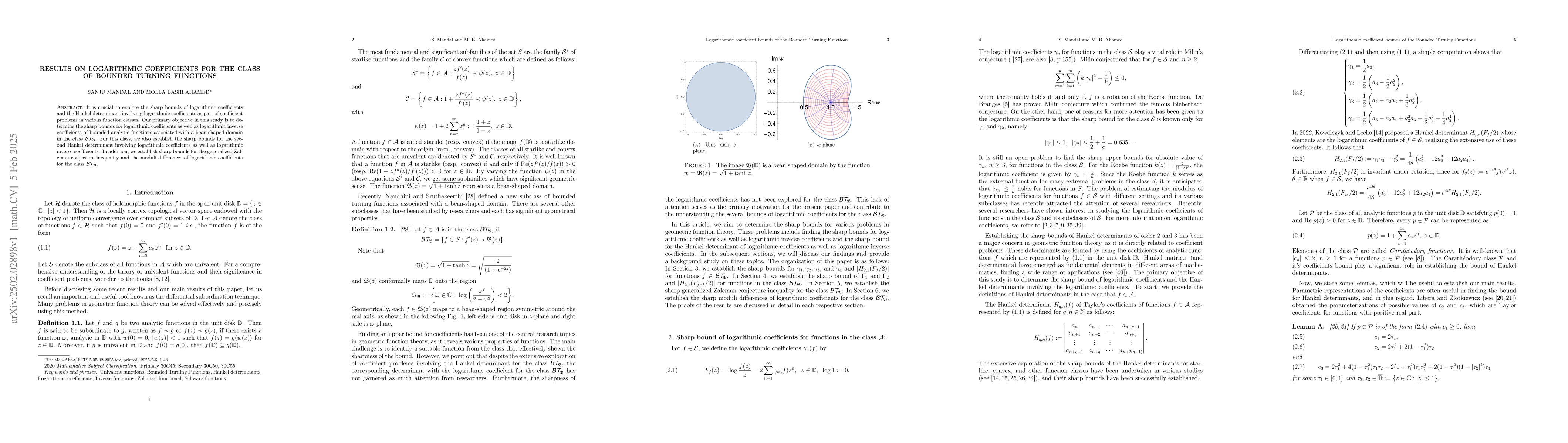 Thumbnail for Results on Logarithmic Coefficients for the Class of Bounded Turning
  Functions