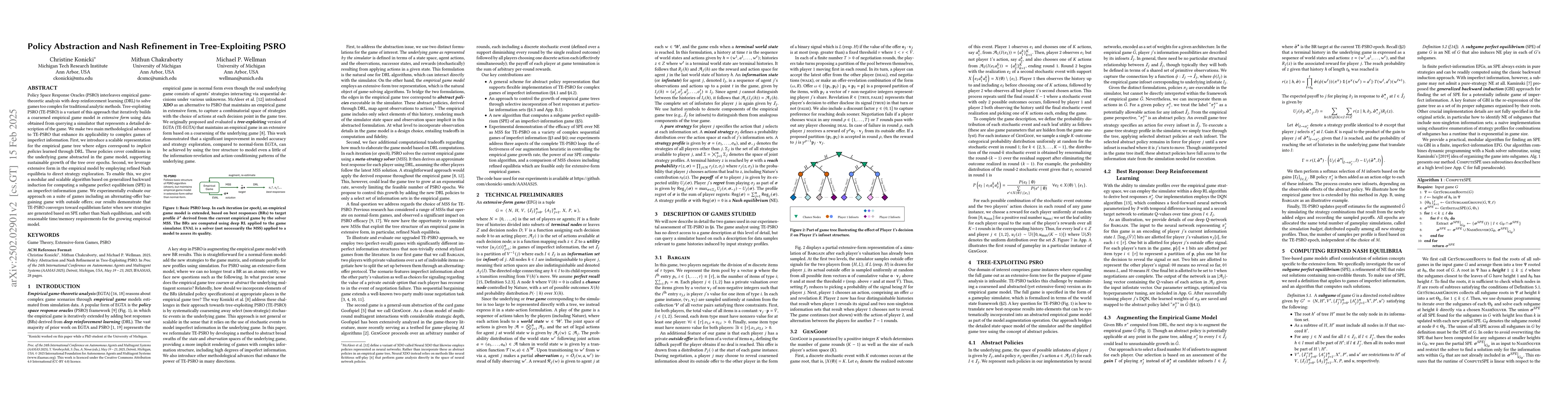 Thumbnail for Policy Abstraction and Nash Refinement in Tree-Exploiting PSRO