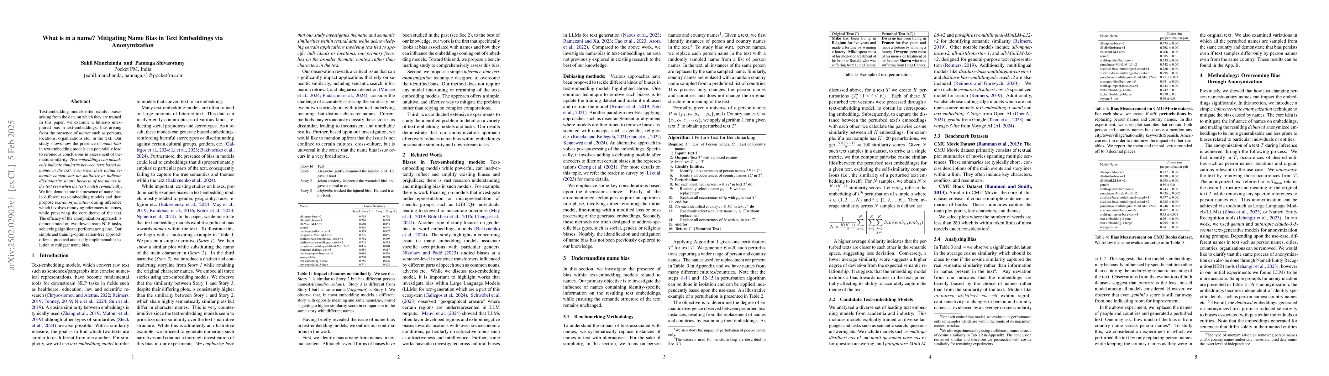 Thumbnail for What is in a name? Mitigating Name Bias in Text Embeddings via
  Anonymization