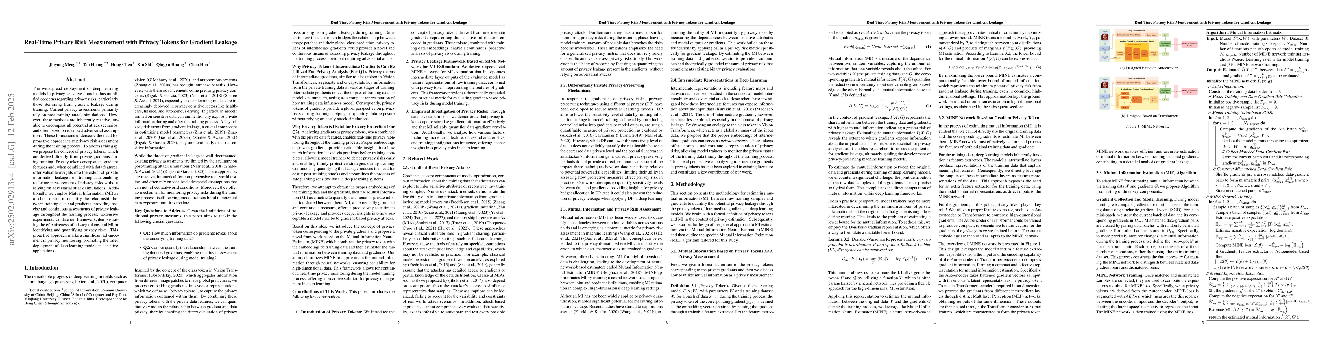Thumbnail for Real-Time Privacy Risk Measurement with Privacy Tokens for Gradient
  Leakage