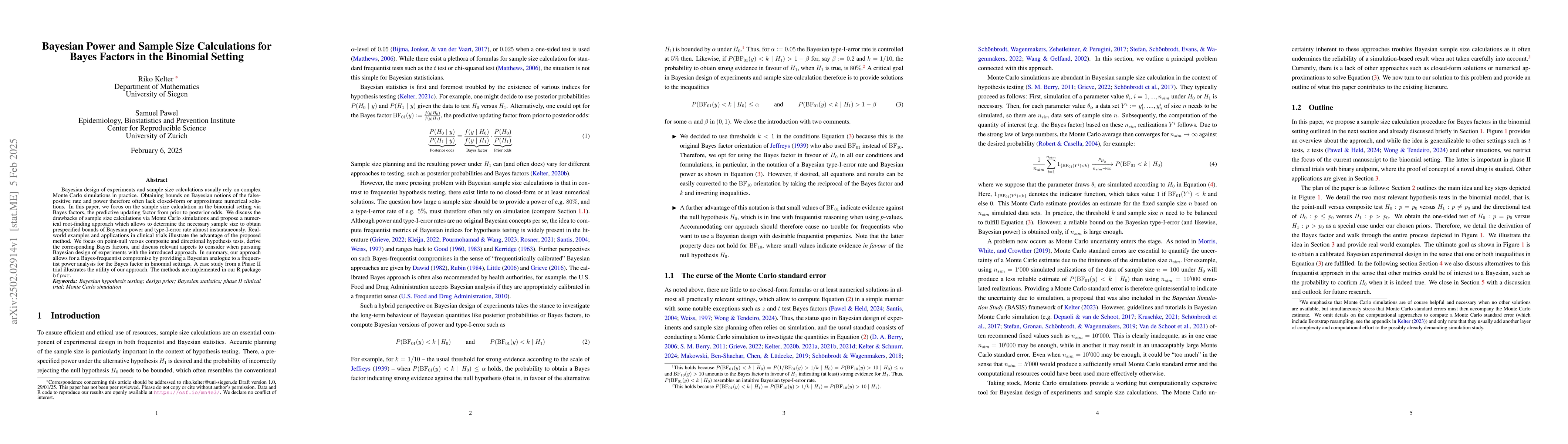 Thumbnail for Bayesian Power and Sample Size Calculations for Bayes Factors in the
  Binomial Setting