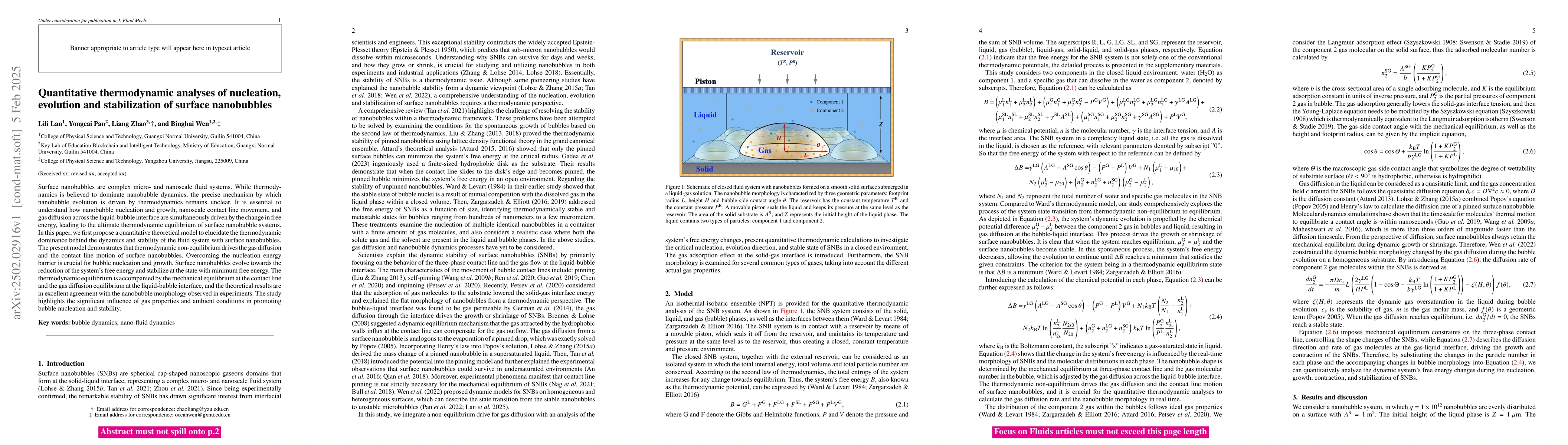 Thumbnail for Quantitative thermodynamic analyses of nucleation, evolution and
  stabilization of surface nanobubbles