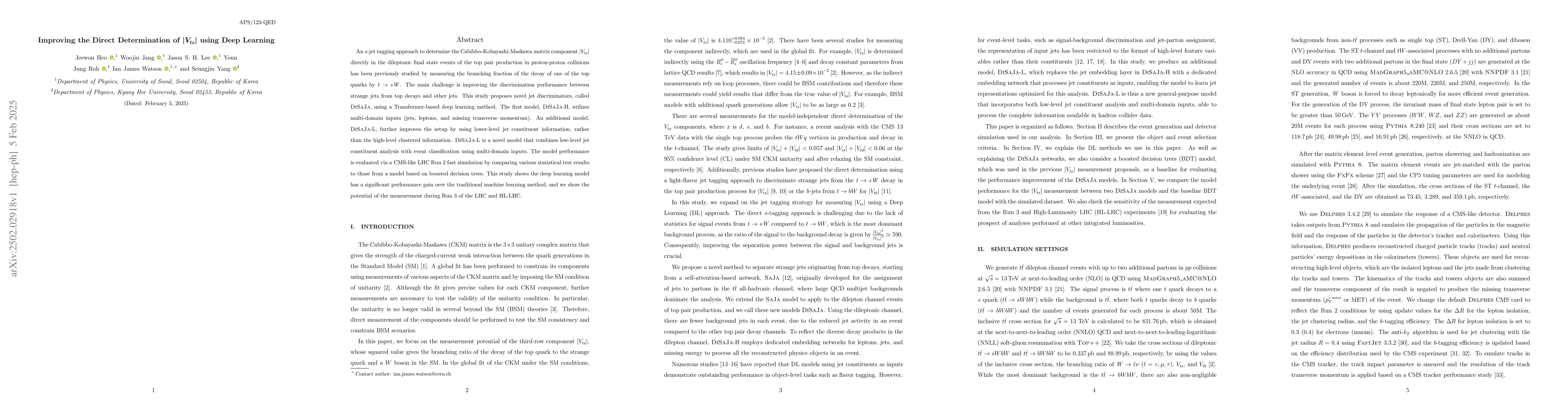 Thumbnail for Improving the Direct Determination of $|V_{ts}|$ using Deep Learning