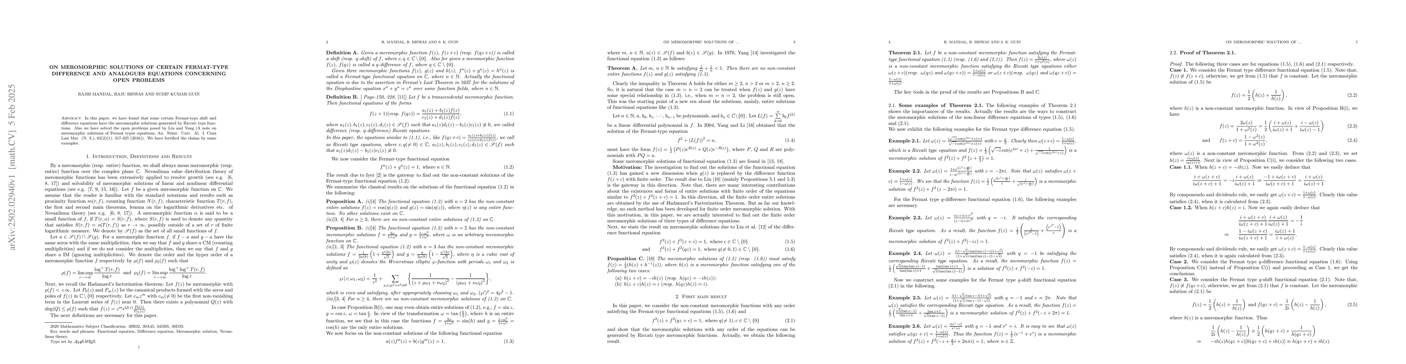 Thumbnail for On meromorphic solutions of certain Fermat-type difference and analogues
  equations concerning open problems