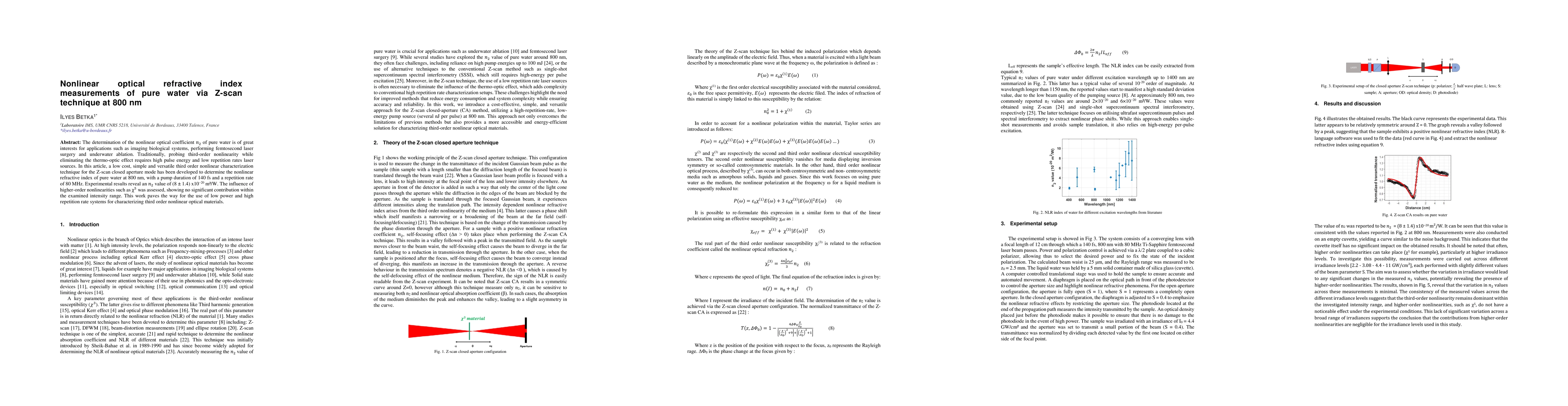 Thumbnail for Nonlinear optical refractive index measurements of pure water via Z-scan
  technique at 800 nm
