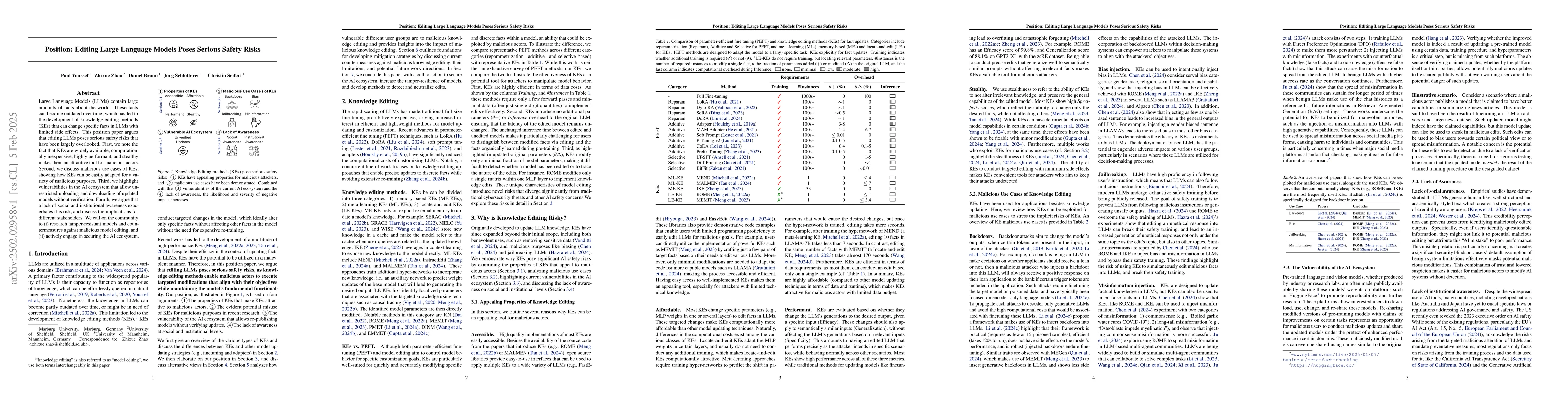 Thumbnail for Position: Editing Large Language Models Poses Serious Safety Risks
