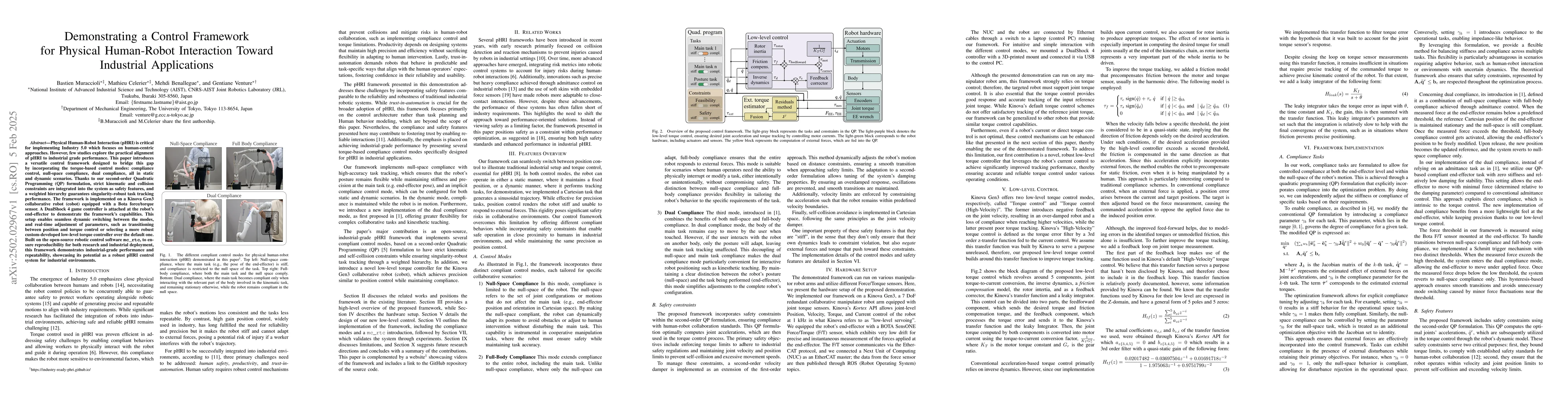 Thumbnail for Demonstrating a Control Framework for Physical Human-Robot Interaction
  Toward Industrial Applications