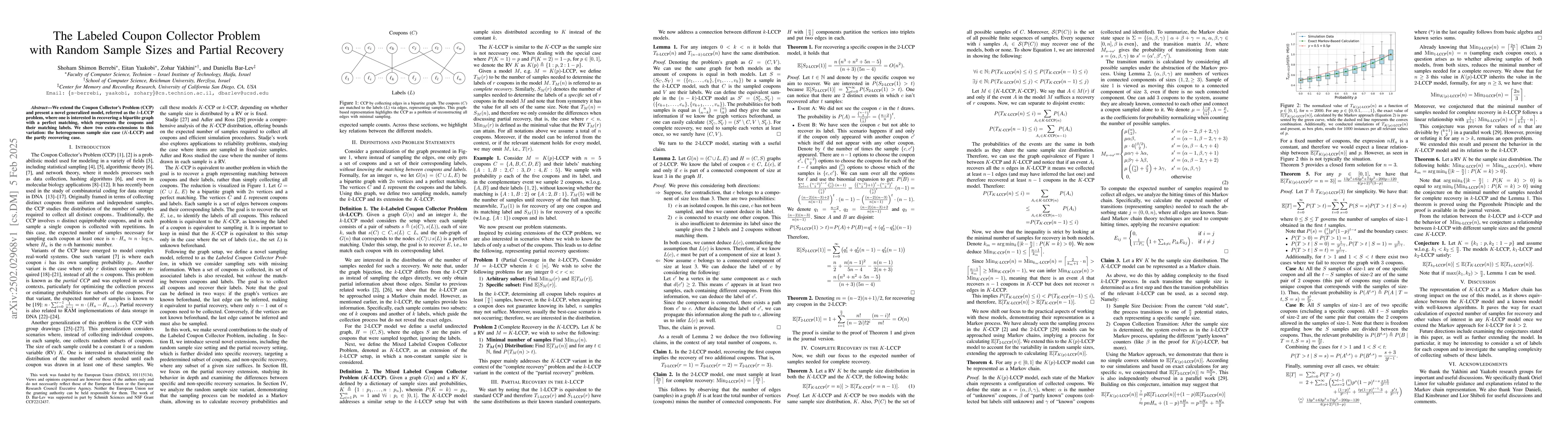 Thumbnail for The Labeled Coupon Collector Problem with Random Sample Sizes and
  Partial Recovery
