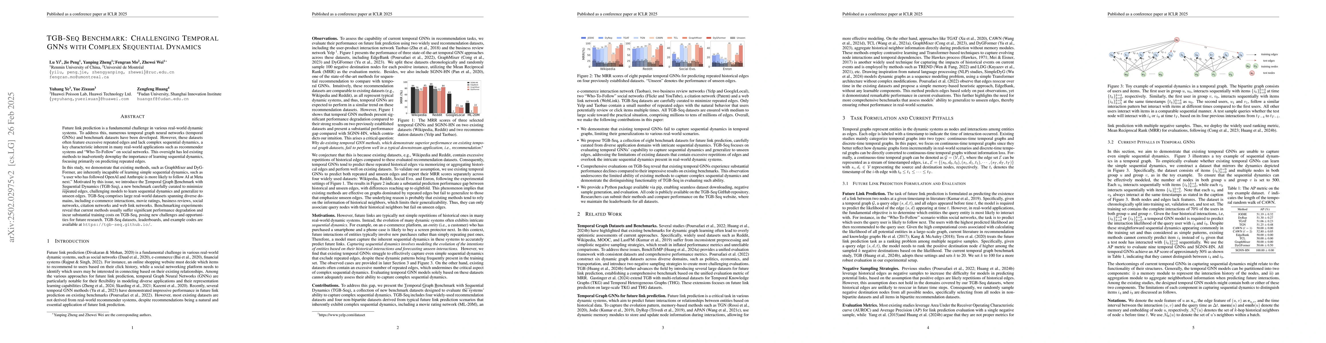 Thumbnail for TGB-Seq Benchmark: Challenging Temporal GNNs with Complex Sequential
  Dynamics