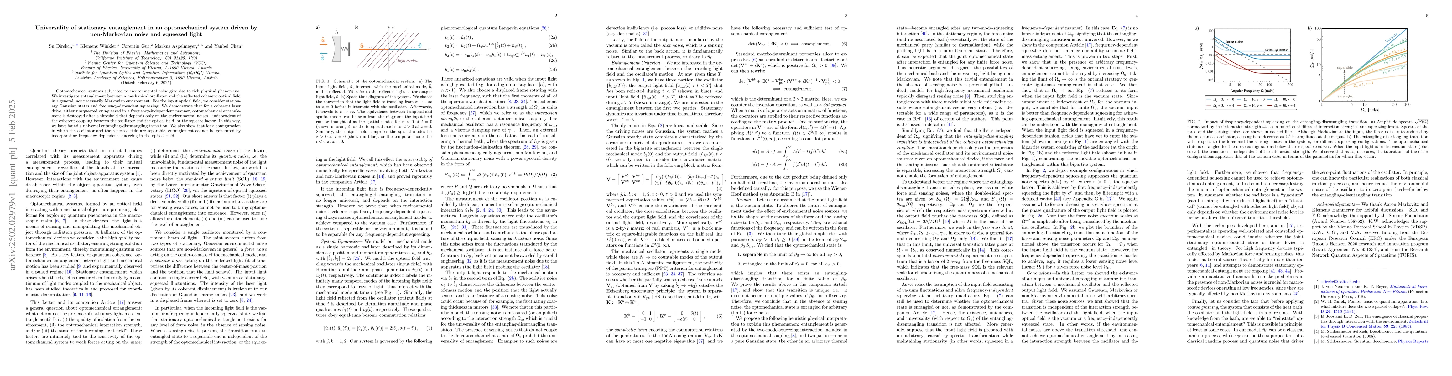 Thumbnail for Universality of stationary entanglement in an optomechanical system
  driven by non-Markovian noise and squeezed light