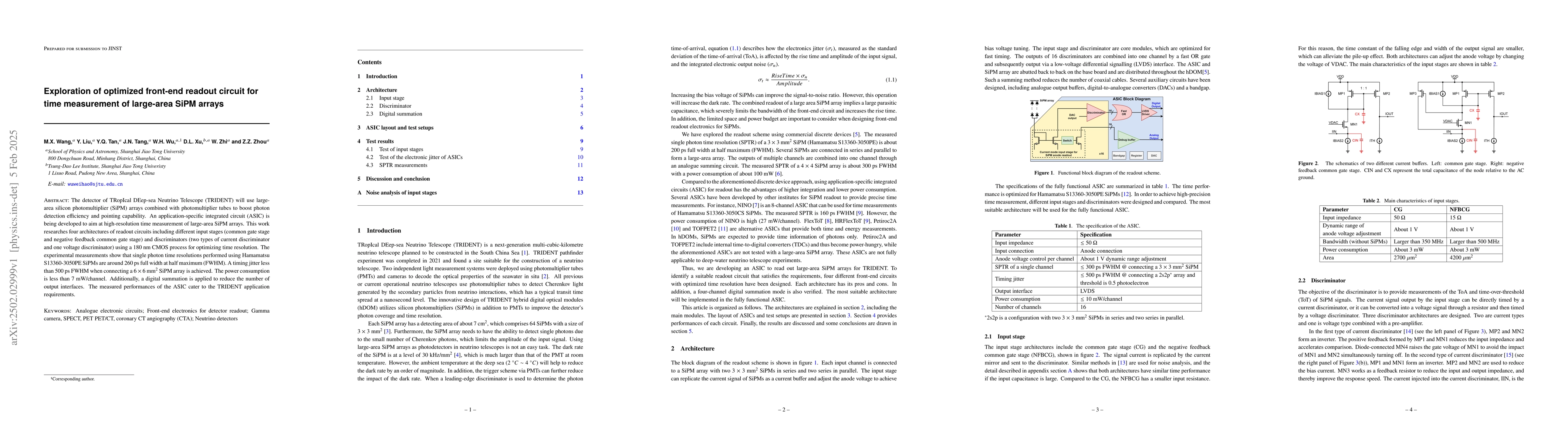 Thumbnail for Exploration of optimized front-end readout circuit for time measurement
  of large-area SiPM arrays