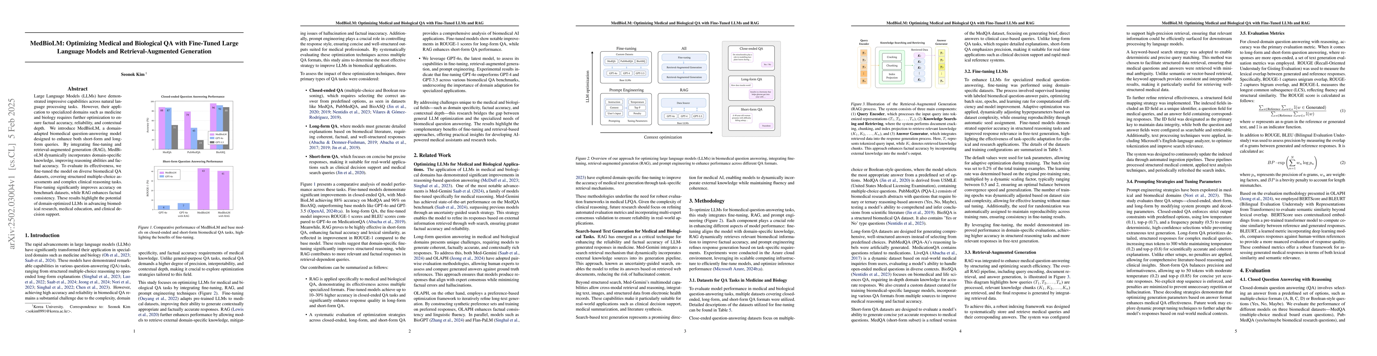 Thumbnail for MedBioLM: Optimizing Medical and Biological QA with Fine-Tuned Large
  Language Models and Retrieval-Augmented Generation
