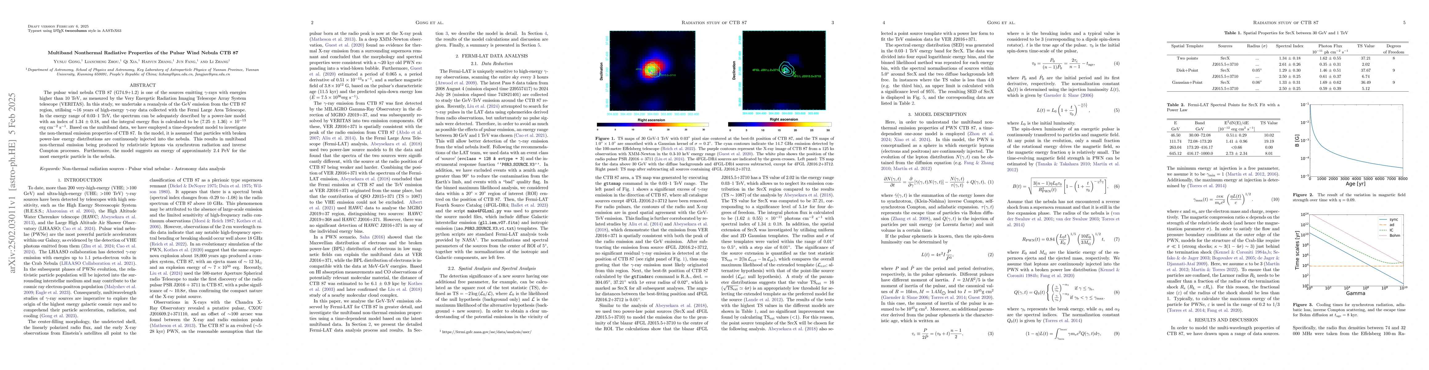 Thumbnail for Multiband Nonthermal Radiative Properties of the Pulsar Wind Nebula CTB
  87