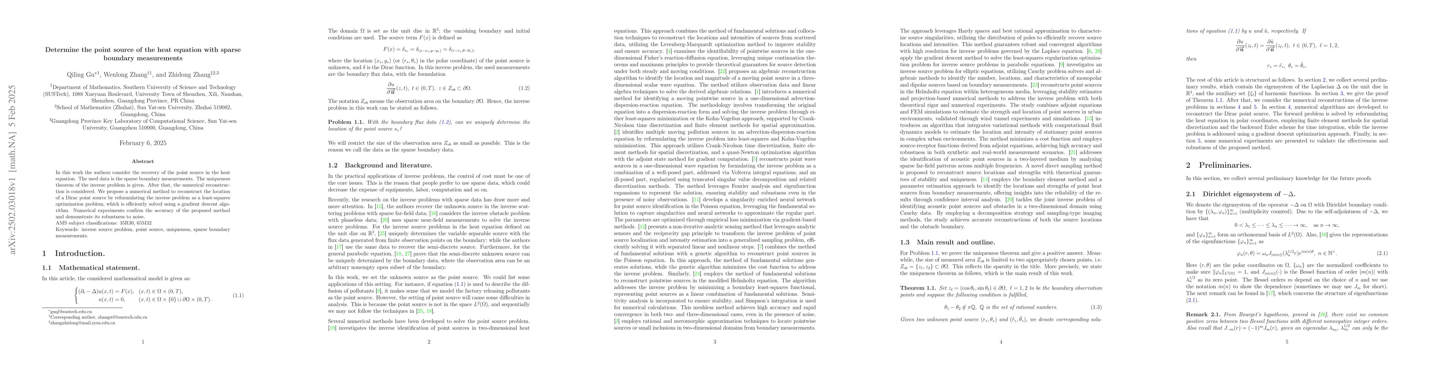 Thumbnail for Determine the point source of the heat equation with sparse boundary
  measurements