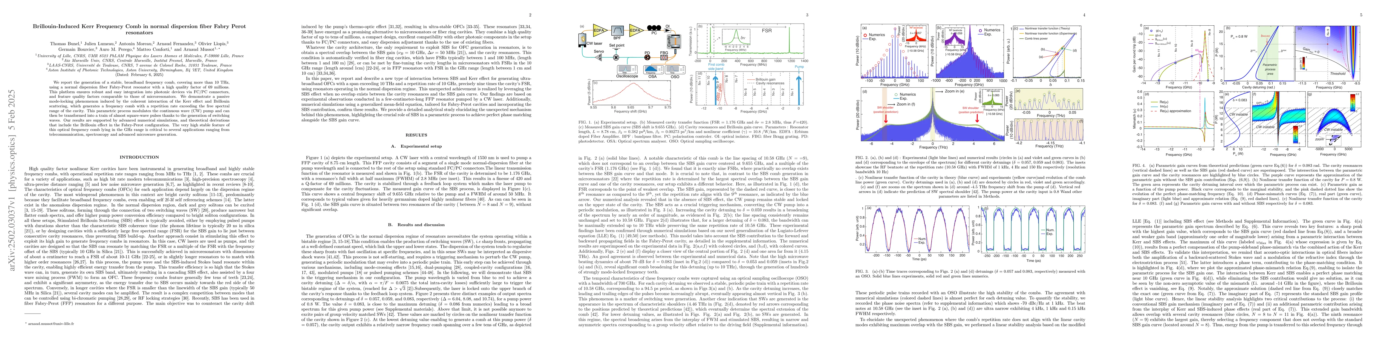 Thumbnail for Brillouin-Induced Kerr Frequency Comb in normal dispersion fiber Fabry
  Perot resonators