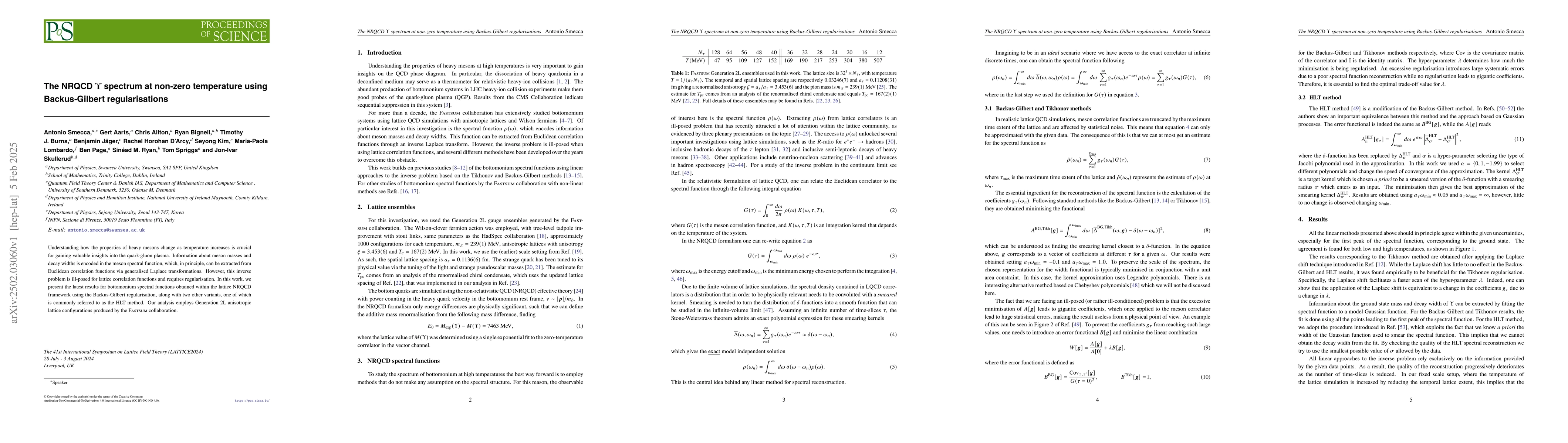 Thumbnail for The NRQCD $Υ$ spectrum at non-zero temperature using
  Backus-Gilbert regularisations