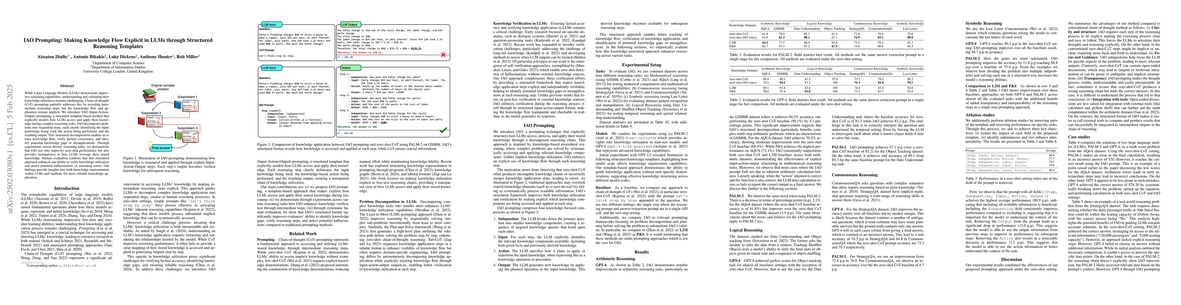 Thumbnail for IAO Prompting: Making Knowledge Flow Explicit in LLMs through Structured
  Reasoning Templates