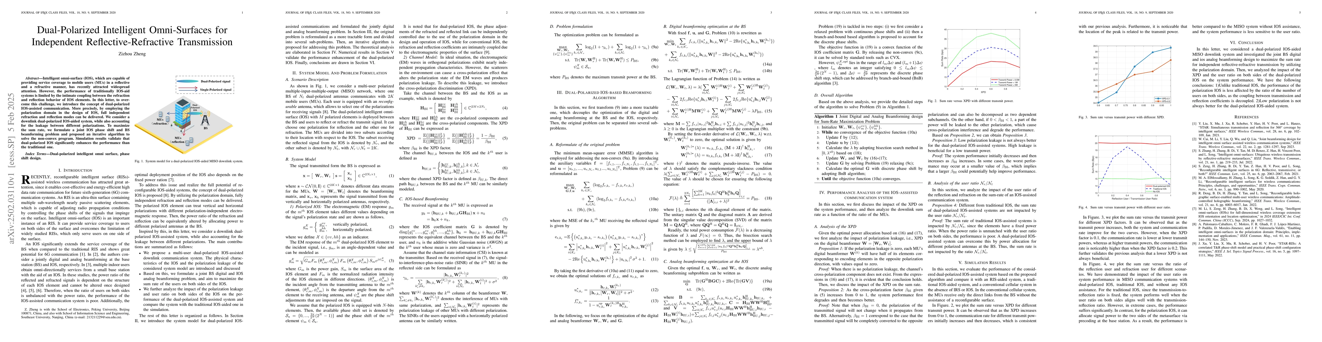 Thumbnail for Dual-Polarized Intelligent Omni-Surfaces for Independent
  Reflective-Refractive Transmission