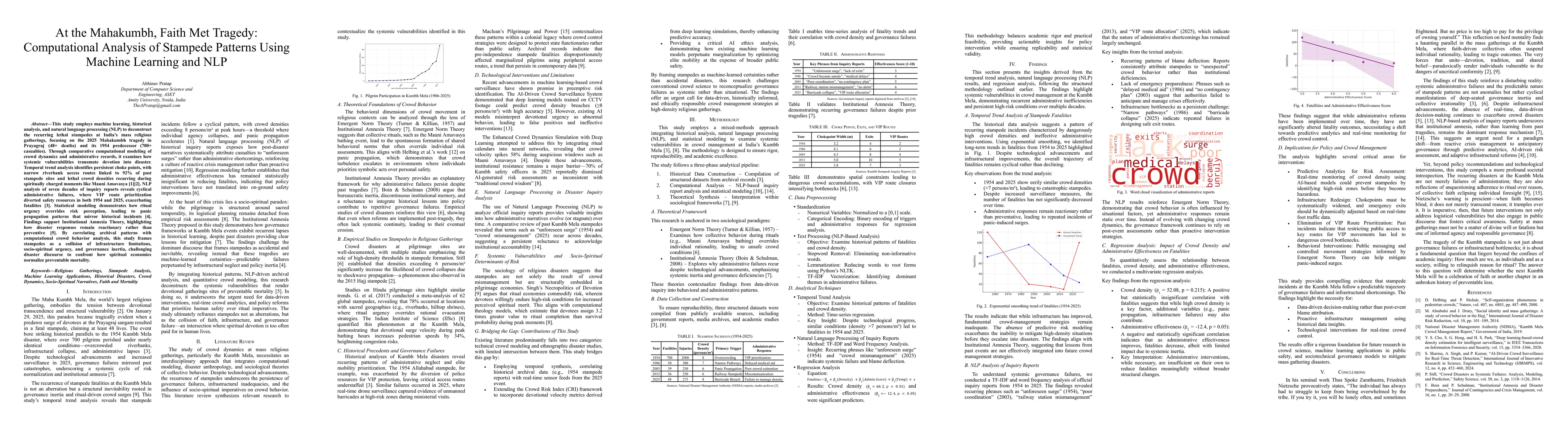 Thumbnail for At the Mahakumbh, Faith Met Tragedy: Computational Analysis of Stampede
  Patterns Using Machine Learning and NLP