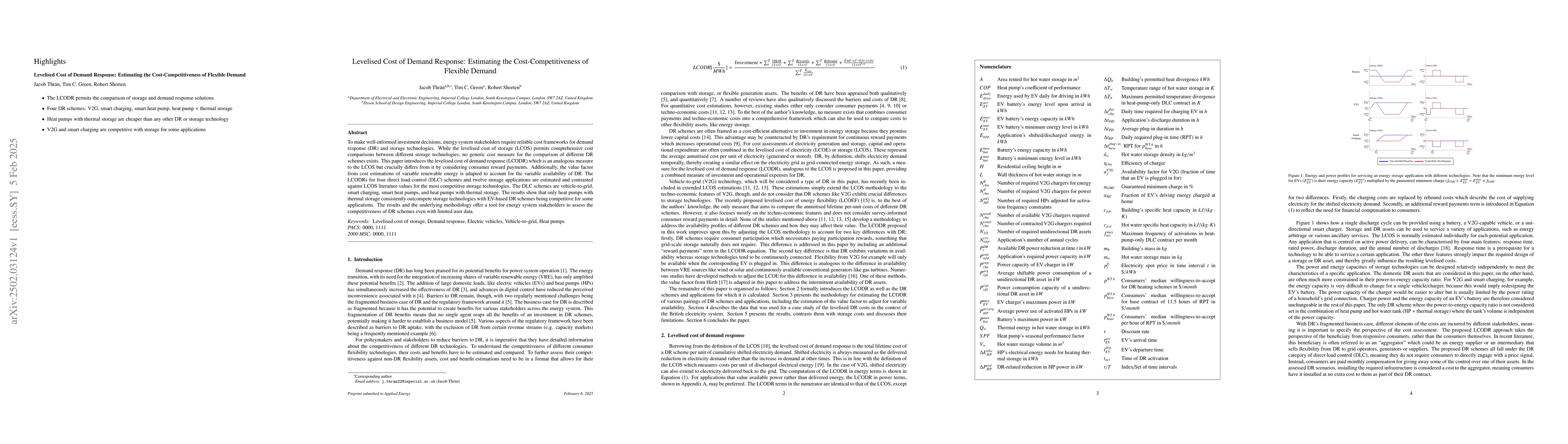 Thumbnail for Levelised Cost of Demand Response: Estimating the Cost-Competitiveness
  of Flexible Demand