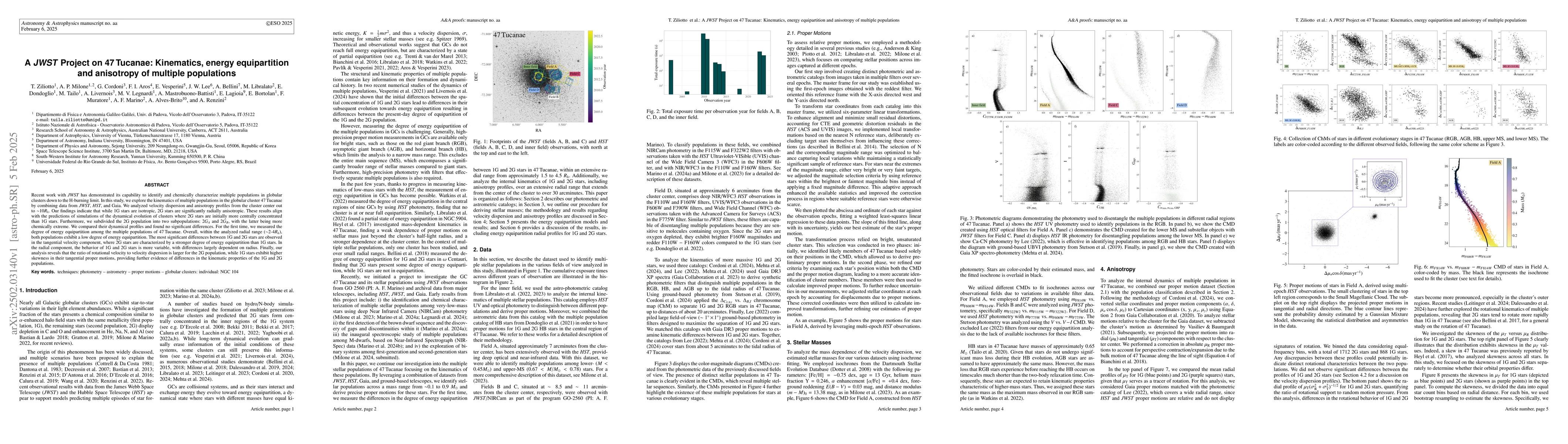 Thumbnail for A JWST Project on 47 Tucanae: Kinematics, energy equipartition and
  anisotropy of multiple populations