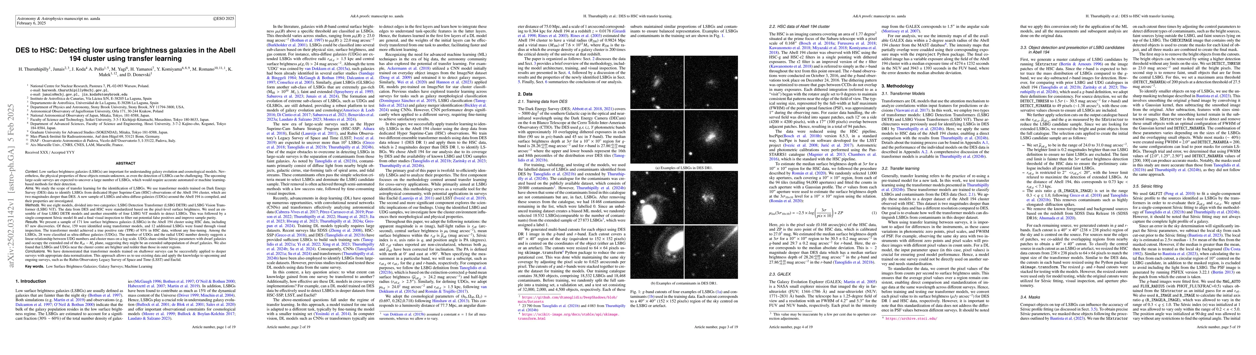 Thumbnail for DES to HSC: Detecting low surface brightness galaxies in the Abell 194
  cluster using transfer learning