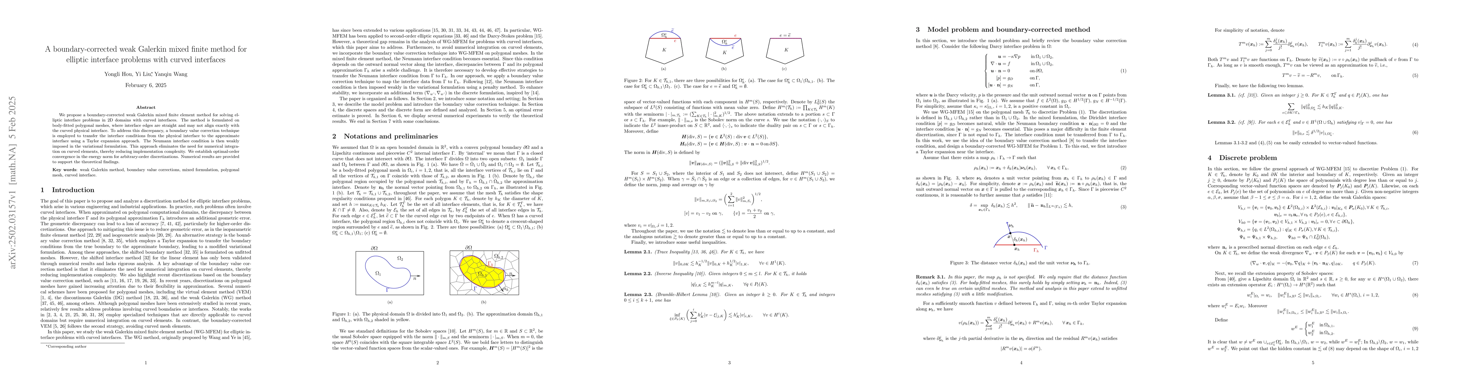 Thumbnail for A boundary-corrected weak Galerkin mixed finite method for elliptic
  interface problems with curved interfaces