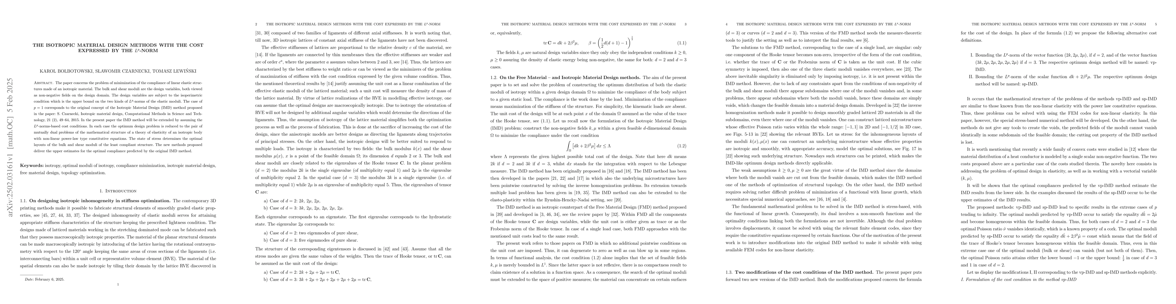Thumbnail for The Isotropic Material Design methods with the cost expressed by the
  $L^p$-norm