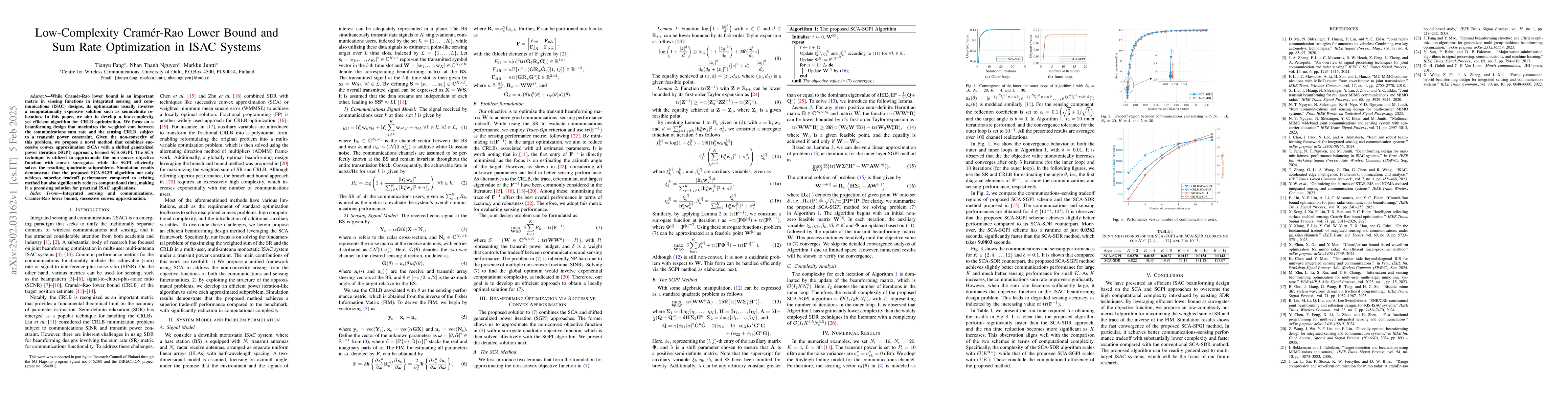 Thumbnail for Low-Complexity Cramér-Rao Lower Bound and Sum Rate Optimization in
  ISAC Systems