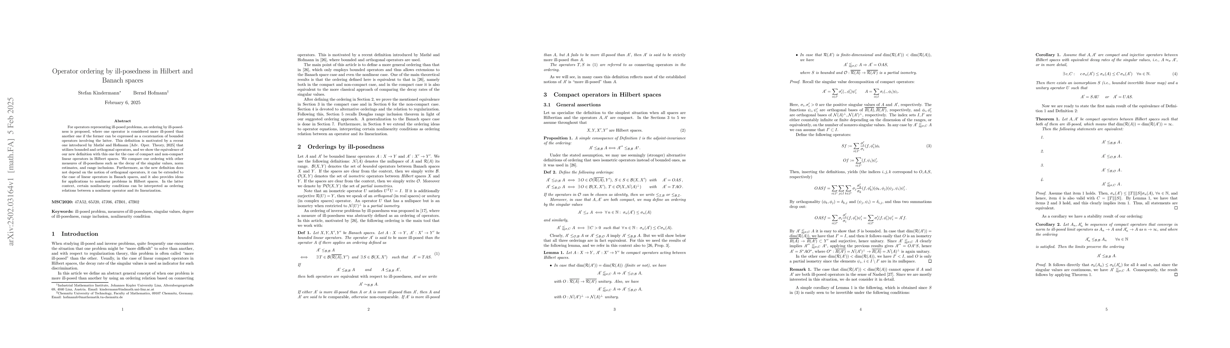 Thumbnail for Operator ordering by ill-posedness in Hilbert and Banach spaces