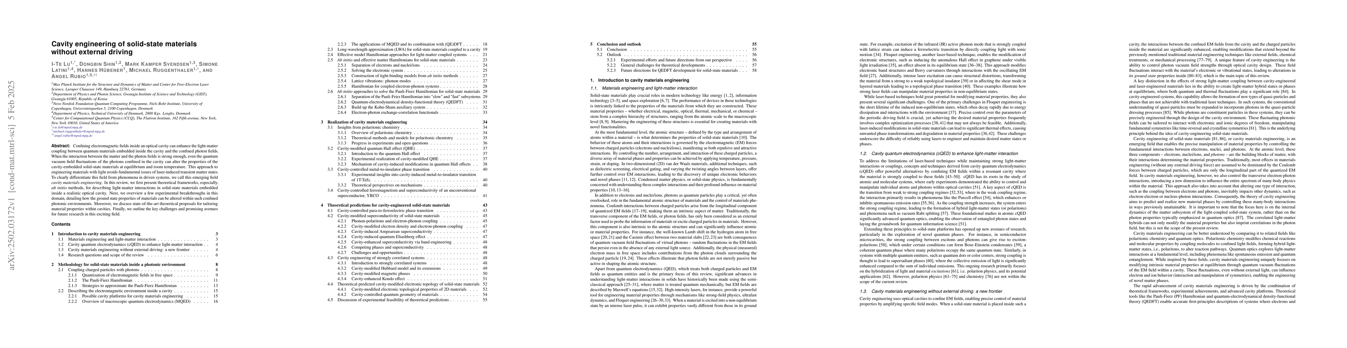 Thumbnail for Cavity engineering of solid-state materials without external driving