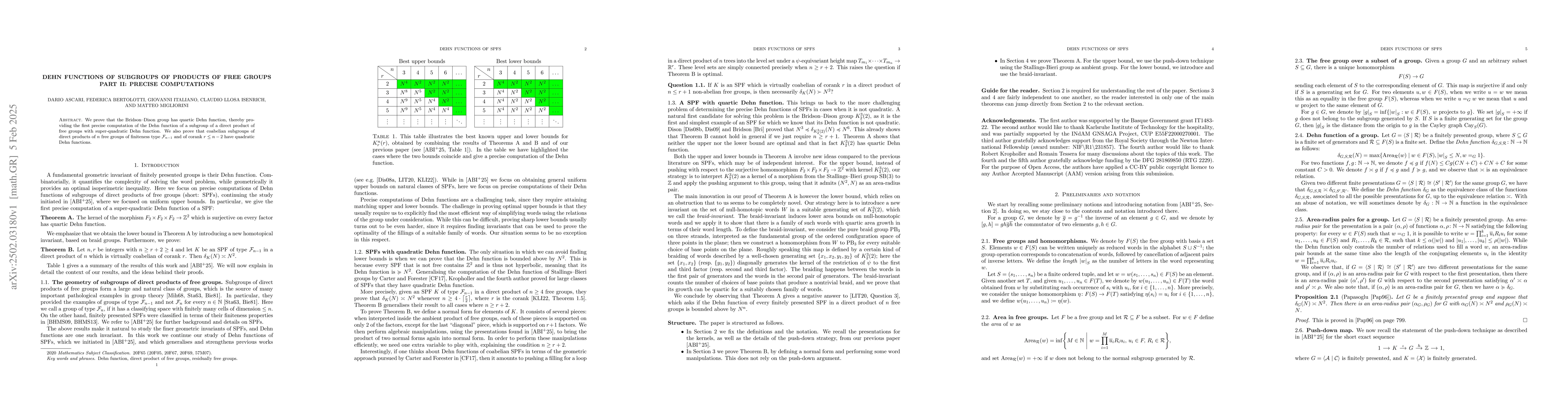 Thumbnail for Dehn functions of subgroups of products of free groups. Part II: Precise
  computations