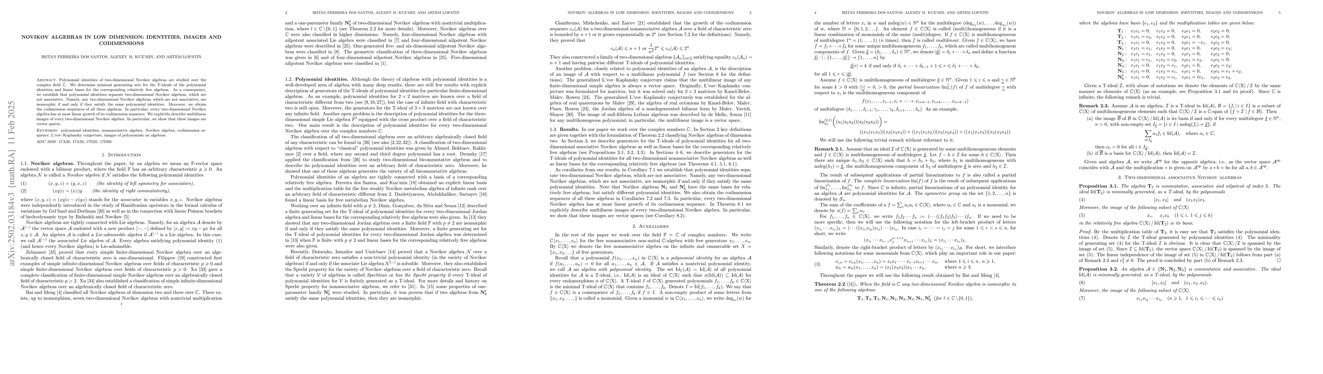 Thumbnail for Novikov algebras in low dimension: identities, images and codimensions