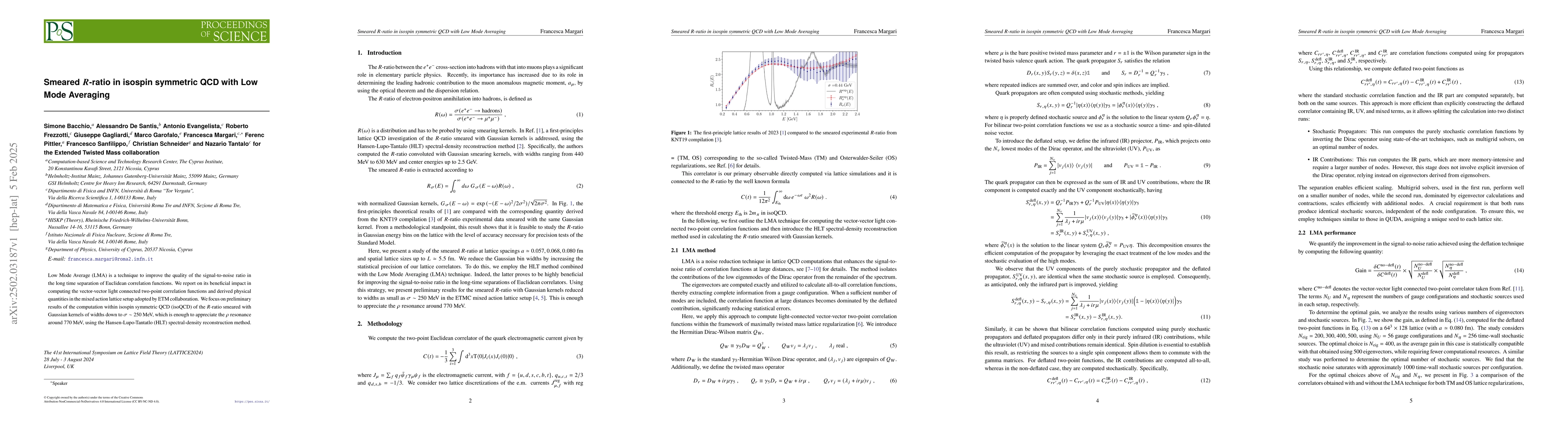 Thumbnail for Smeared $R$-ratio in isospin symmetric QCD with Low Mode Averaging