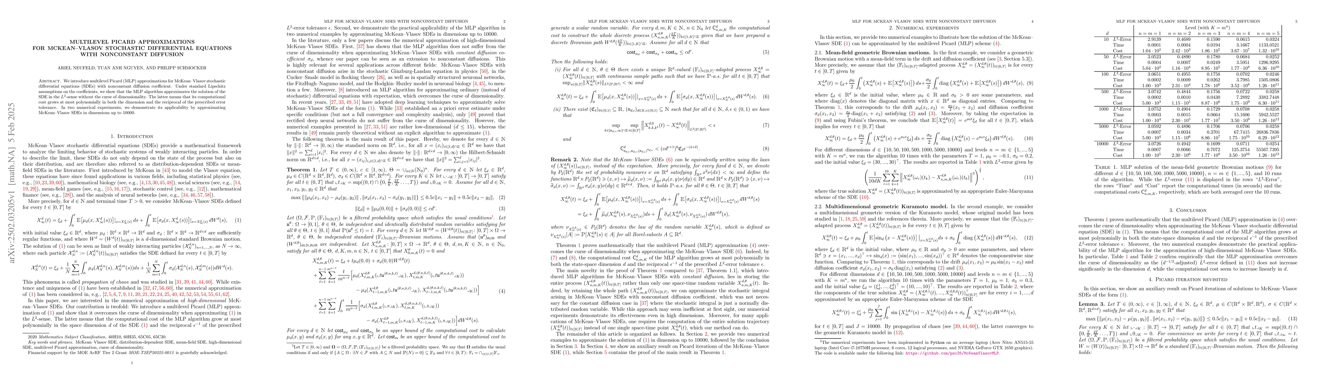 Thumbnail for Multilevel Picard approximations for McKean-Vlasov stochastic
  differential equations with nonconstant diffusion