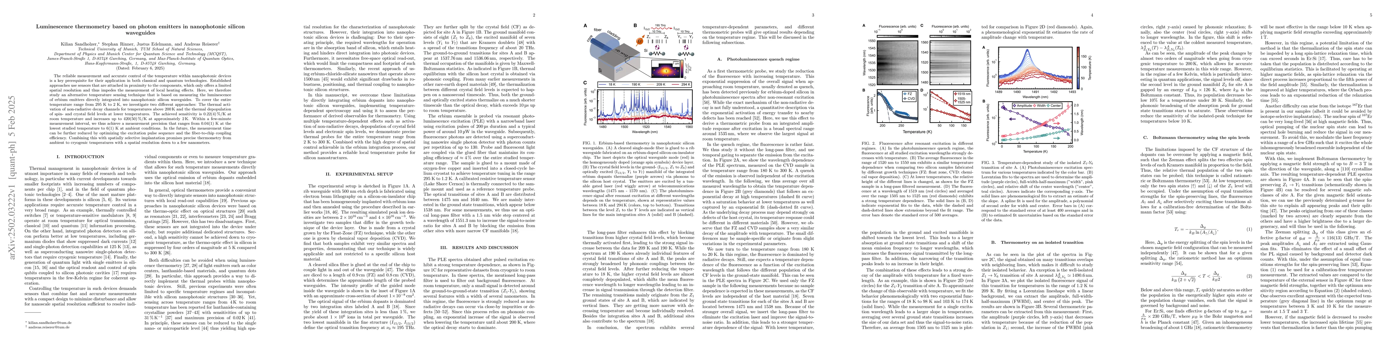 Thumbnail for Luminescence thermometry based on photon emitters in nanophotonic
  silicon waveguides