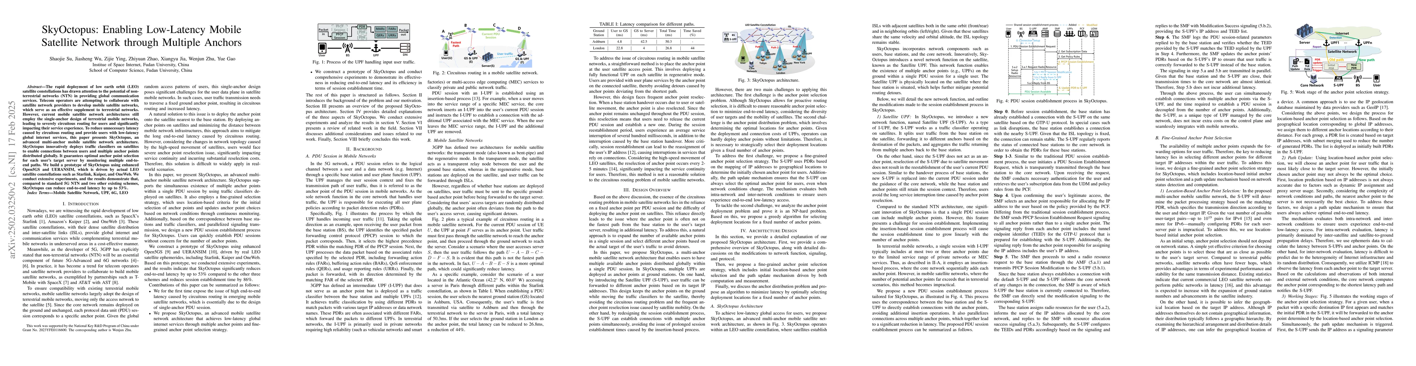 Thumbnail for SkyOctopus: Enabling Low-Latency Mobile Satellite Network through
  Multiple Anchors